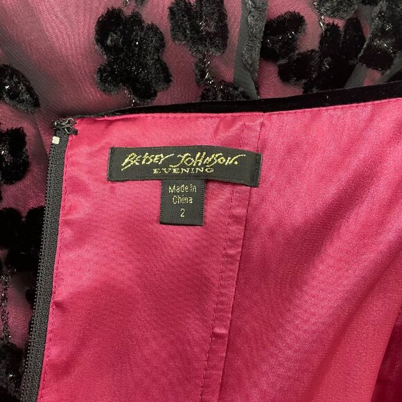 Betsey Johnson Womens Black/Purple Velvet Floral Strapless Evening Dress Size 2 - Picture 5 of 7